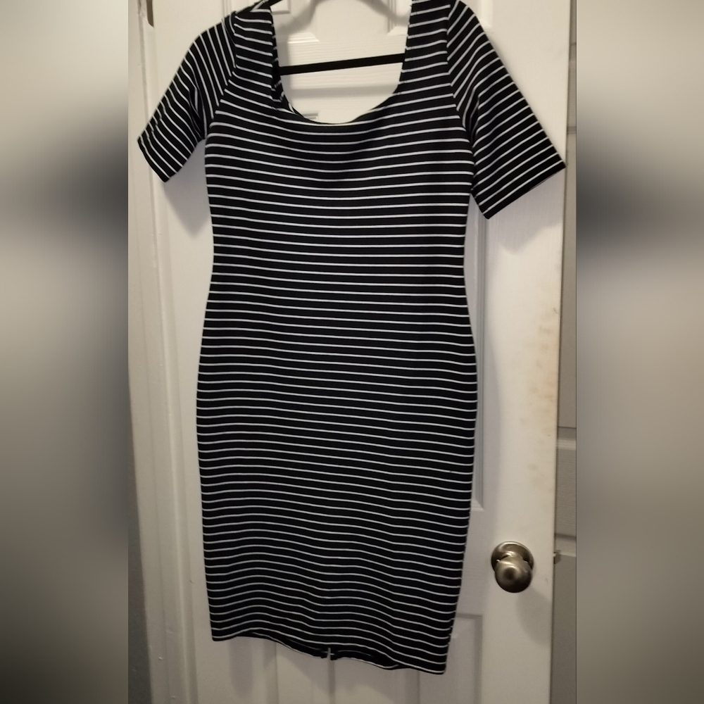 Popular Basics Blue and White Dress
